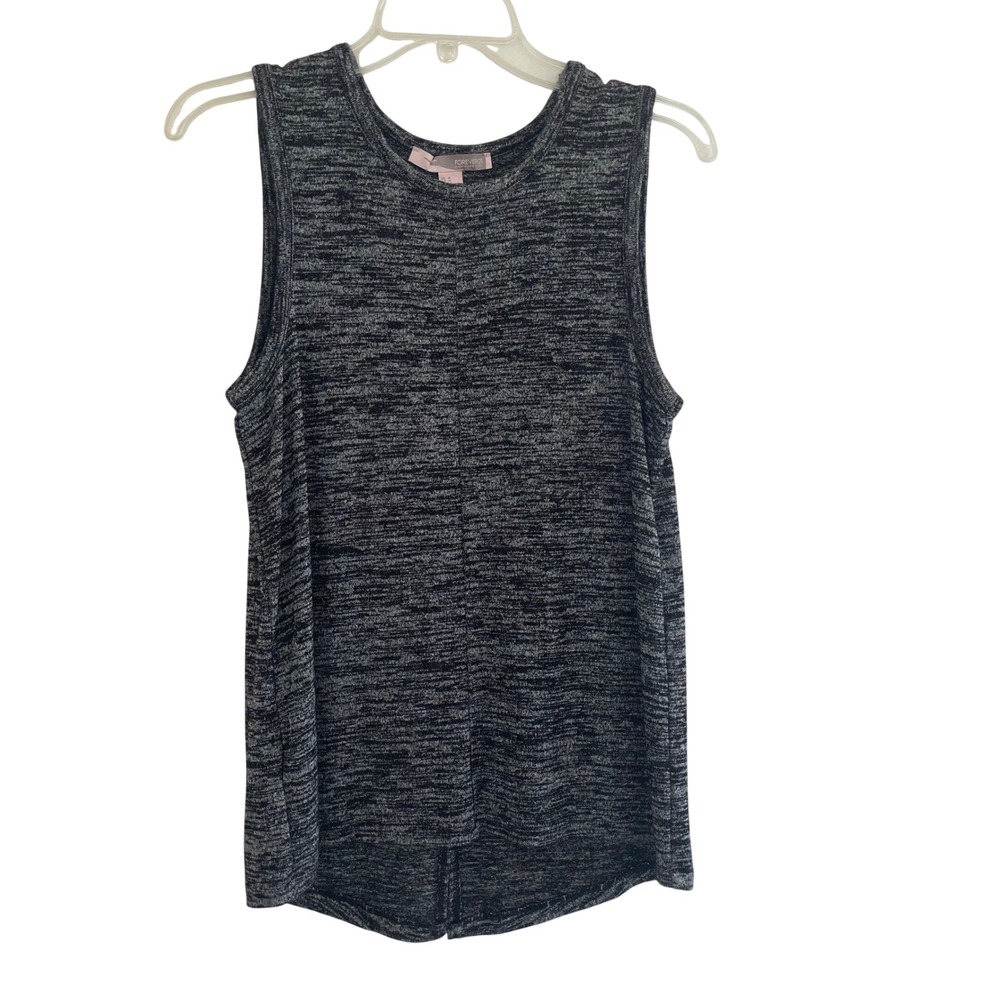 Forever 21 Contemporary Space Dye Tulip‎ Split Back Tank Top Grey Black Medium